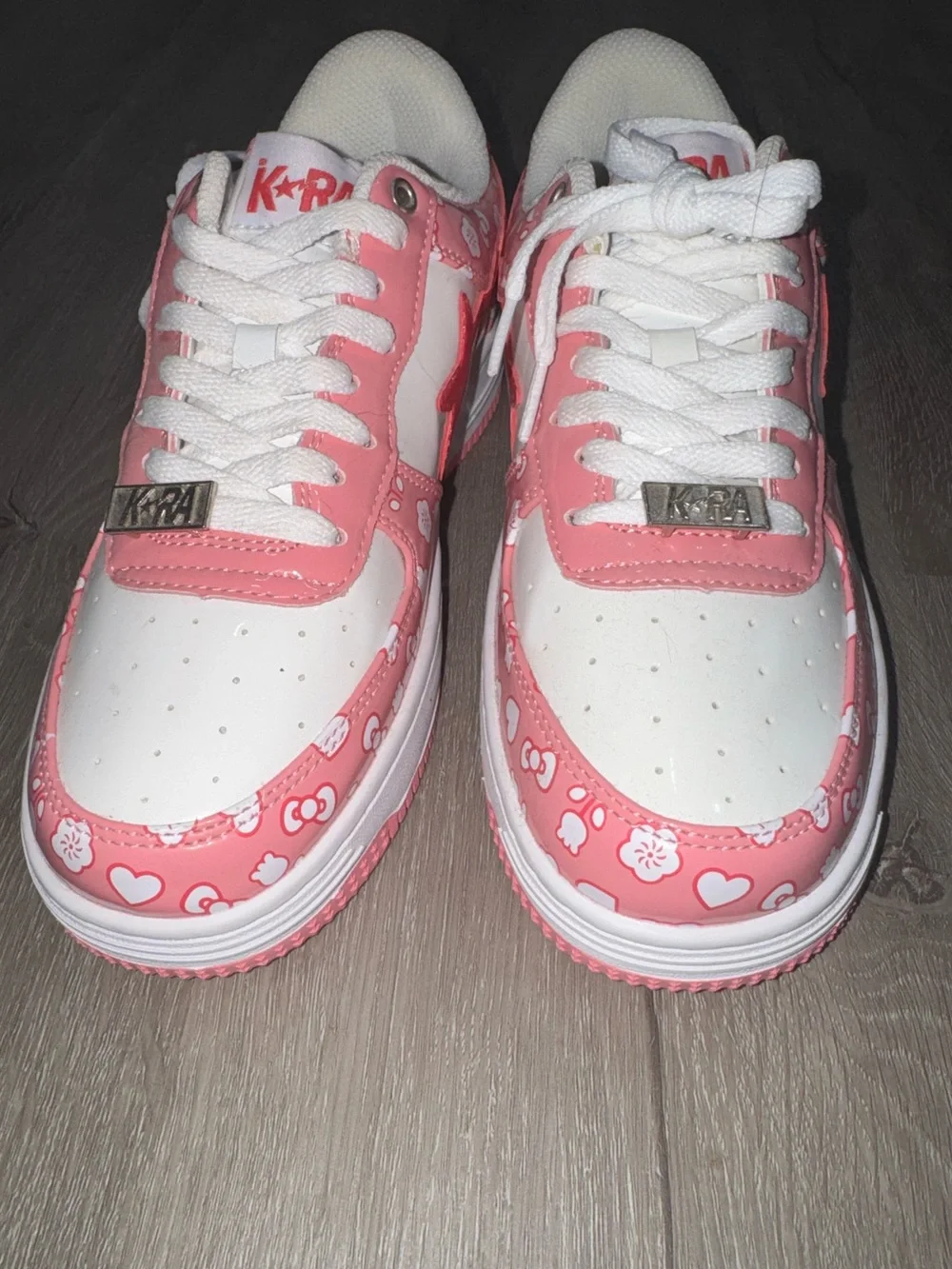 New Bape Sta KRA custom Hello Kitty Kids /adults Pink & White Print Sneakers